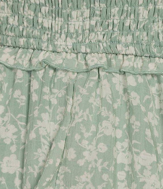 Allison & Kelly Printed Square Neck Short Puff Sleeve Pinch Front Romper Product Image