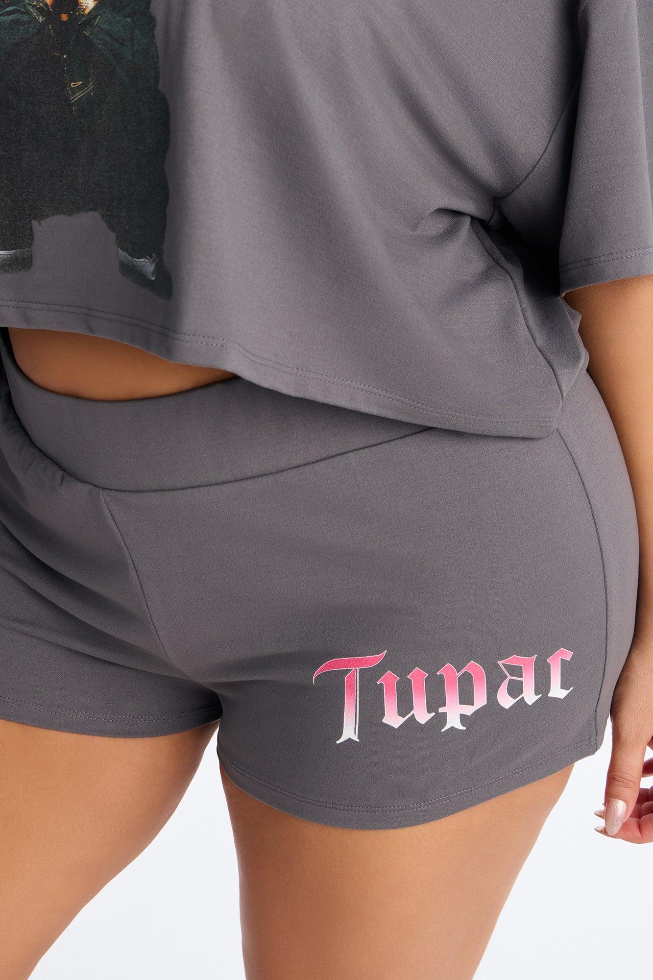 Tupac Sitting PJ Short Set - Acid Wash Grey Female Product Image