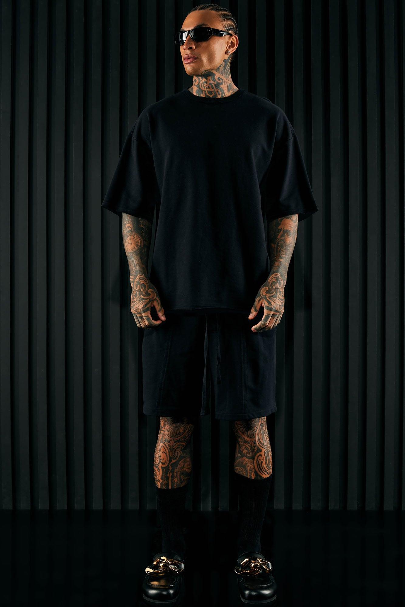 I Like How It Looks Oversized Terry Short Sleeve Tee - Black Product Image