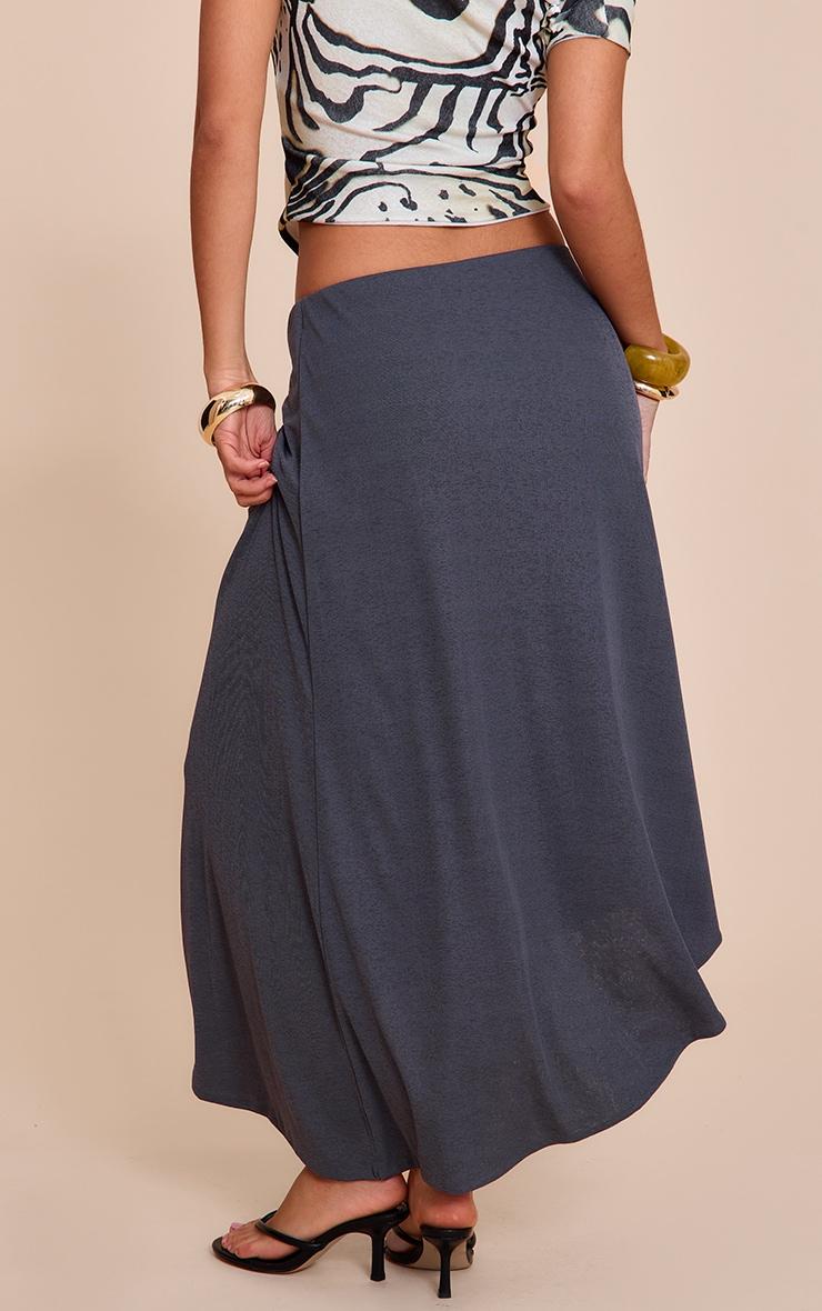 Charcoal Burnout Mesh Asymmetric Flowing Midi Skirt Product Image