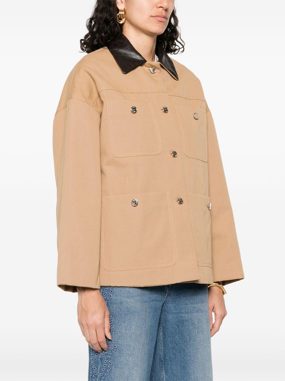leather-collar cotton jacket Product Image