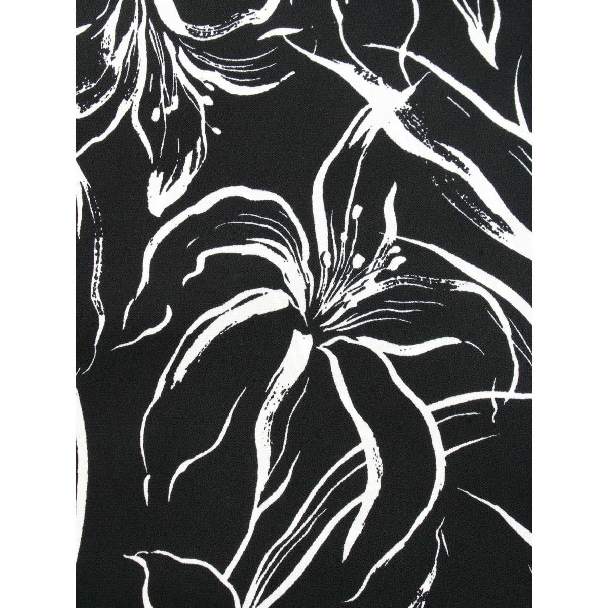 Plus Size Floral Square Neck Patchwork Button Detail Dress Black Women At the Office Patchwork Square Neck Half Sleeve Curvy BloomChic 14-16/1X Product Image