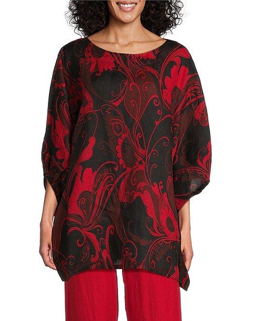 Bryn Walker Woven Garden Print Round Neck Elbow Sleeve Oversized Tunic Product Image