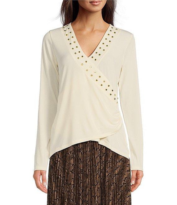 MICHAEL Michael Kors Astor Stud Faux Wrap Top Product Image