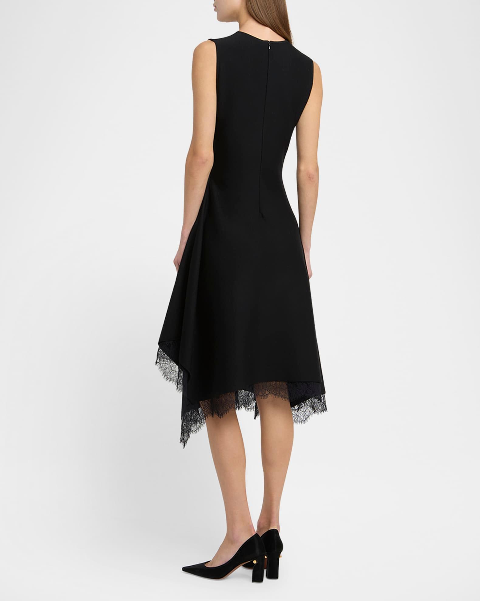 Asymmetric Lace Hem Sleeveless Midi Dress Product Image
