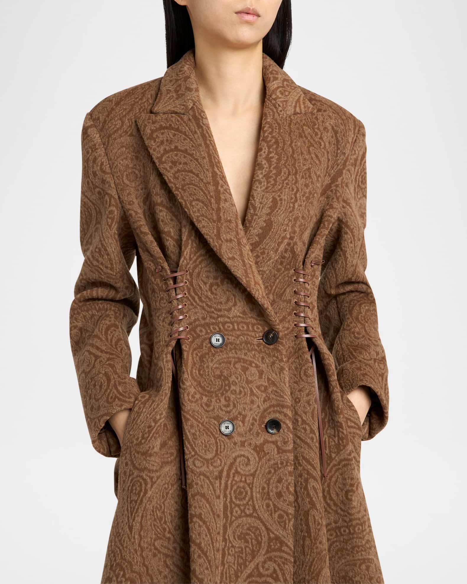 Paisley Wool Laced Long Trench Coat Product Image
