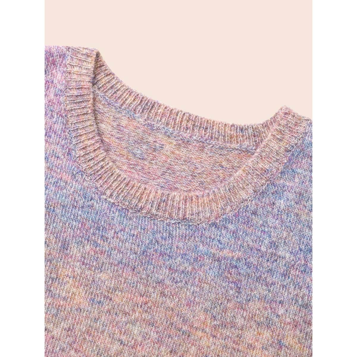 Plus Size Gradient Dyeing Round Neck Slit Hem Pullover Multicolor Women Casual Loose Long Sleeve Round Neck Everyday Pullovers BloomChic 22-24/3X Product Image