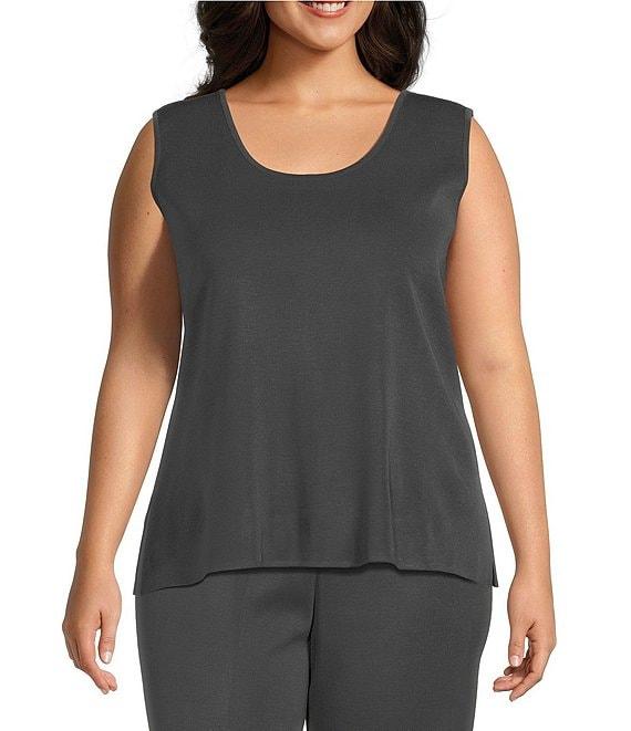 Ming Wang Plus Knit Scoop Neck Sleeveless Tank Product Image
