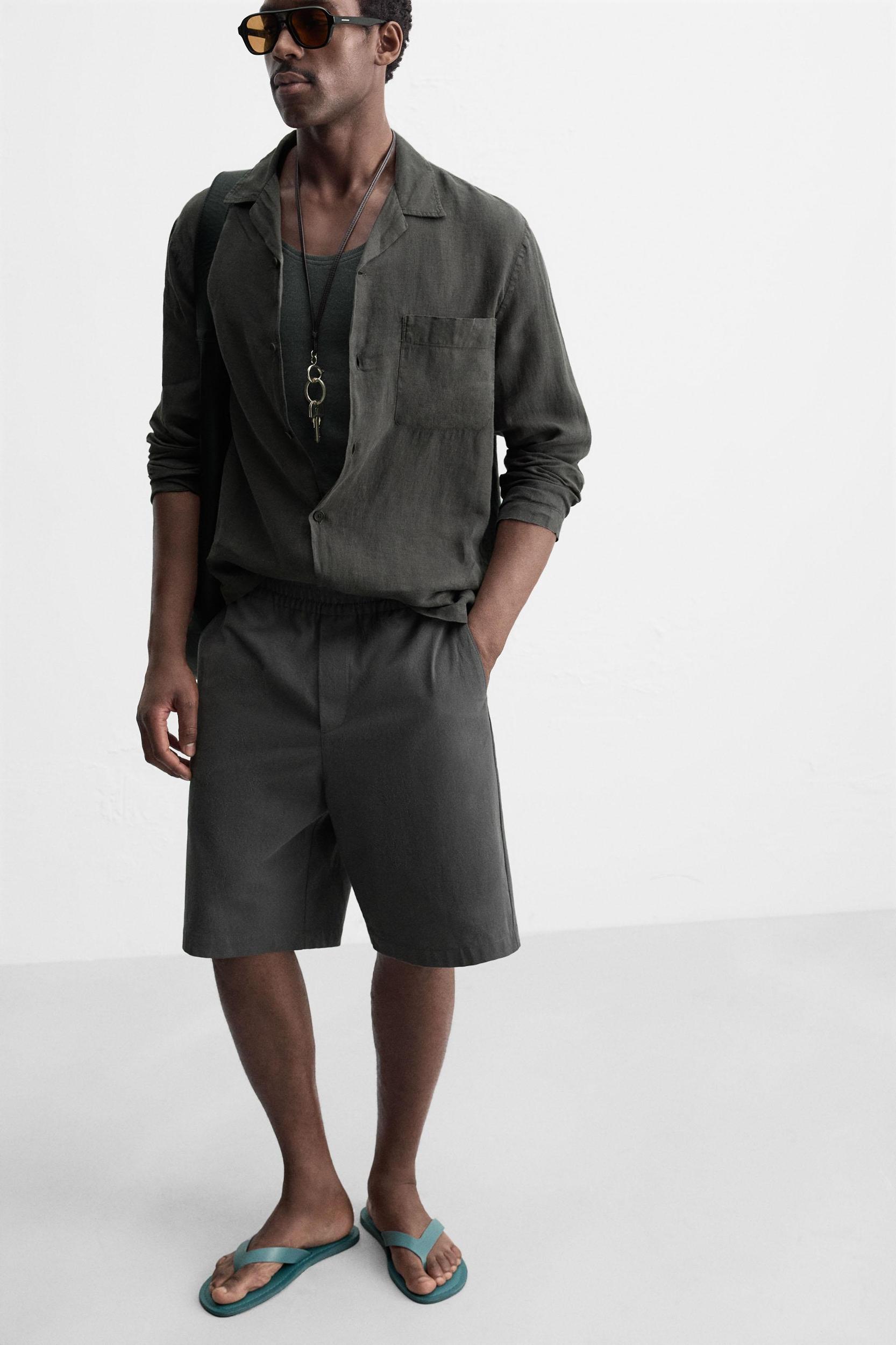 RELAXED FIT COTTON BERMUDA SHORTS Product Image