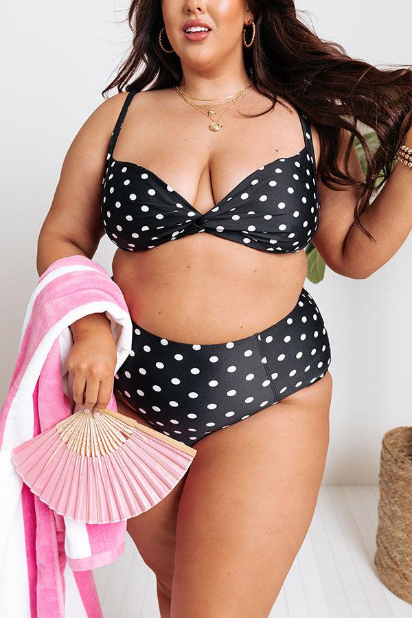 Tanning In Tulum Polka Dot Bikini Top in Black Product Image