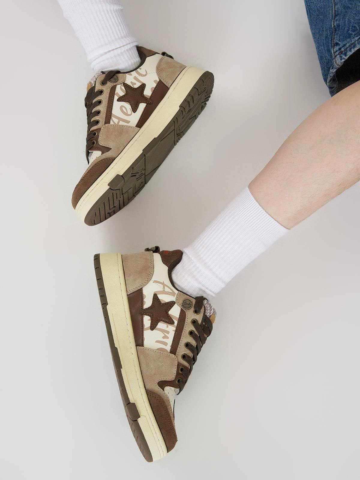 Starry Climb Vintage Star Patchwork Skate Shoes Product Image