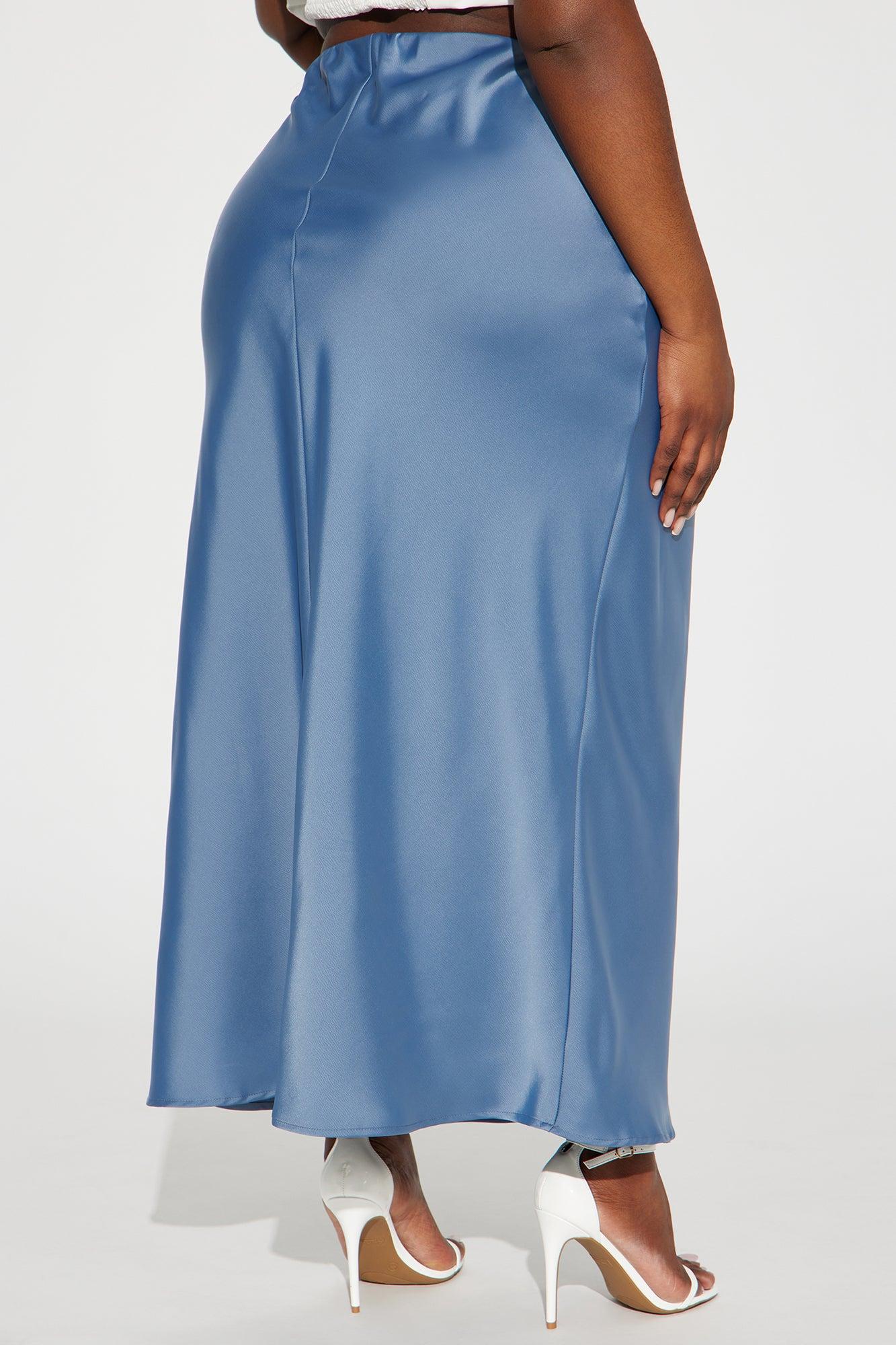 Brunch to GNO Satin Maxi Skirt - Blue Product Image