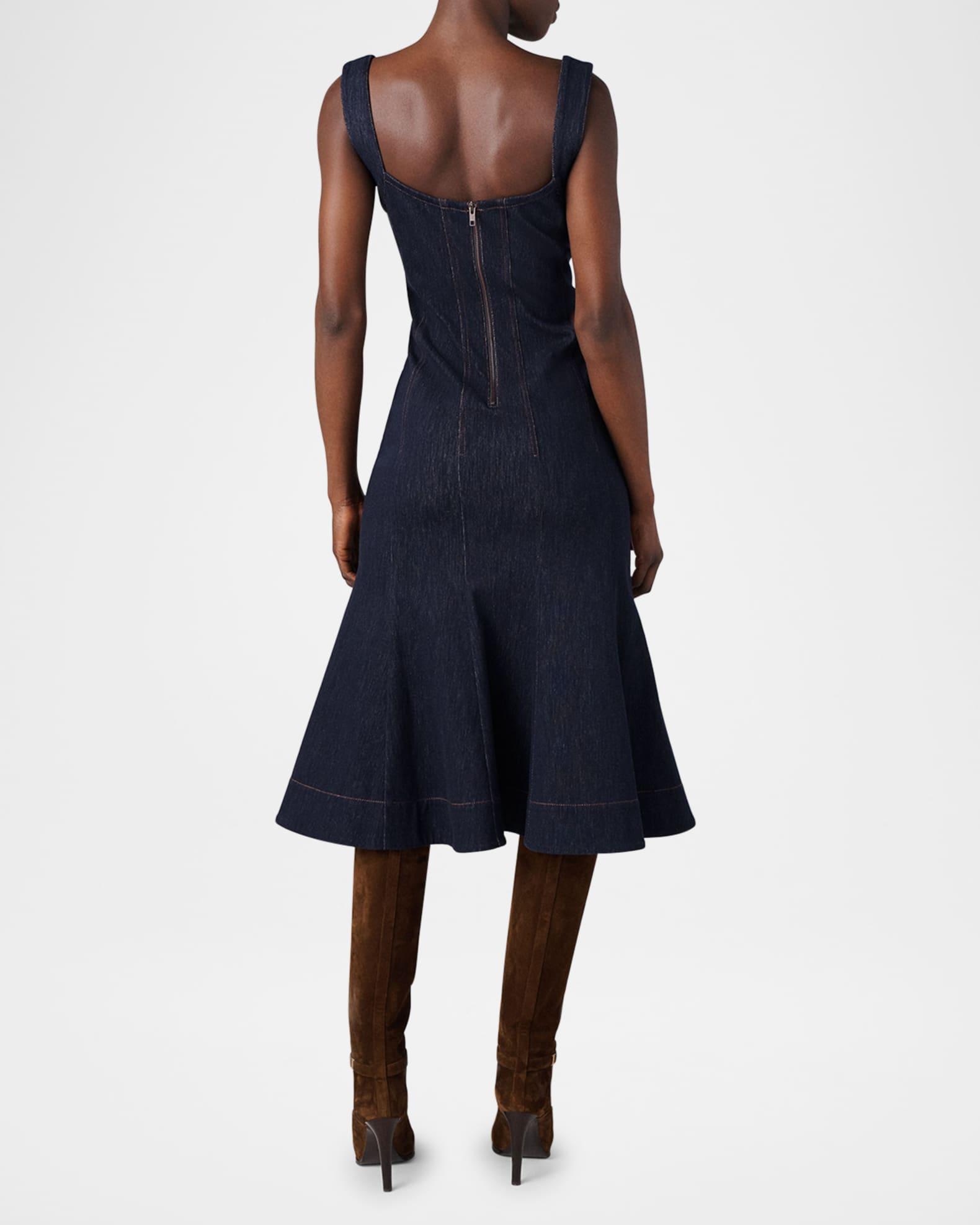 Jude Sleeveless Square-Neck Denim Midi Dress Product Image