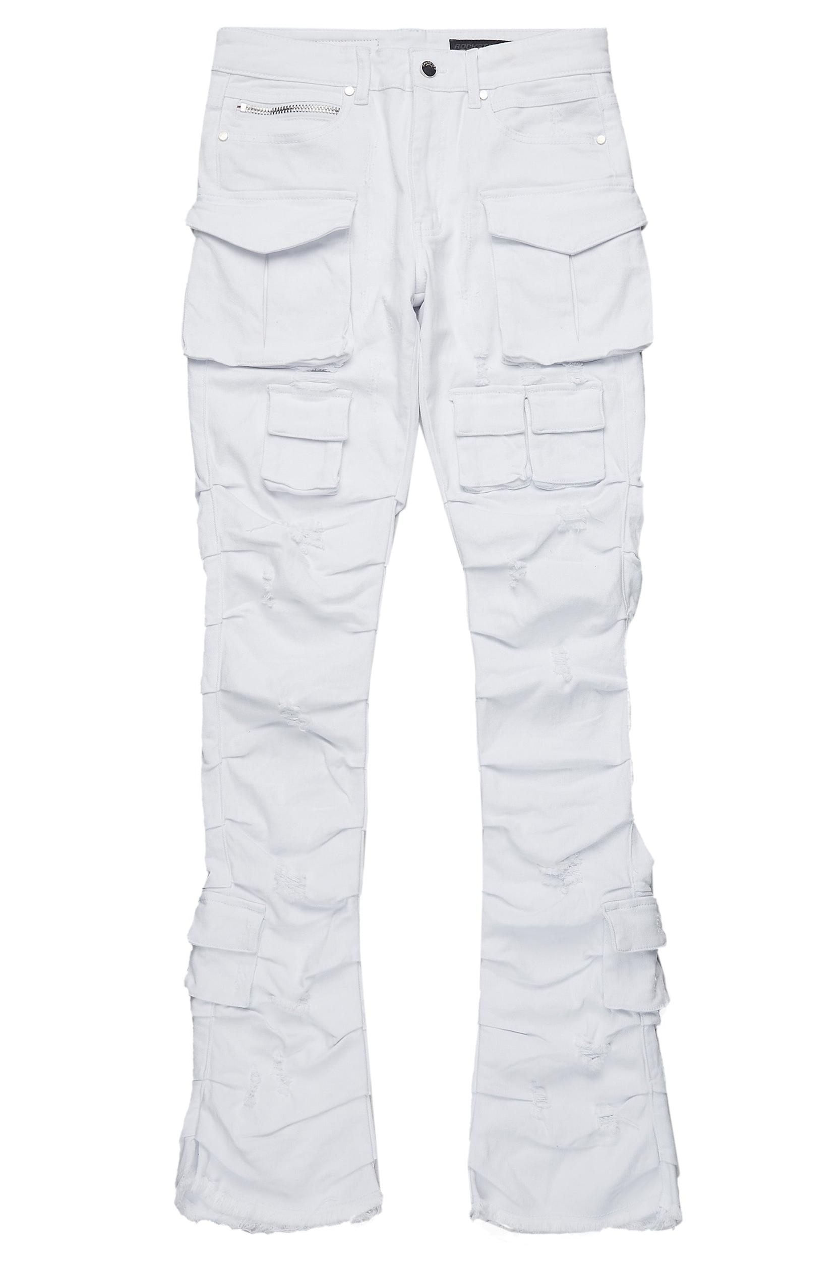 Gentry White Stacked Flare Jean Male Product Image