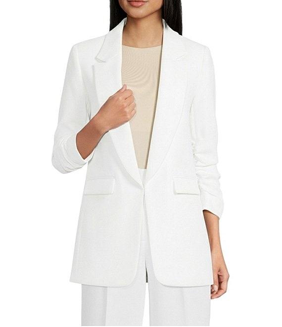 Gianni Bini Jemma Ruched 3/4 Sleeve Shawl Collar Twill Boyfriend Blazer Product Image