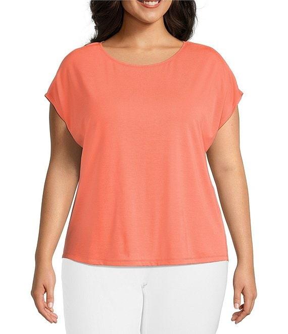 Investments Plus Size Cap Sleeve Boat Neck Rory Knit Tee Product Image
