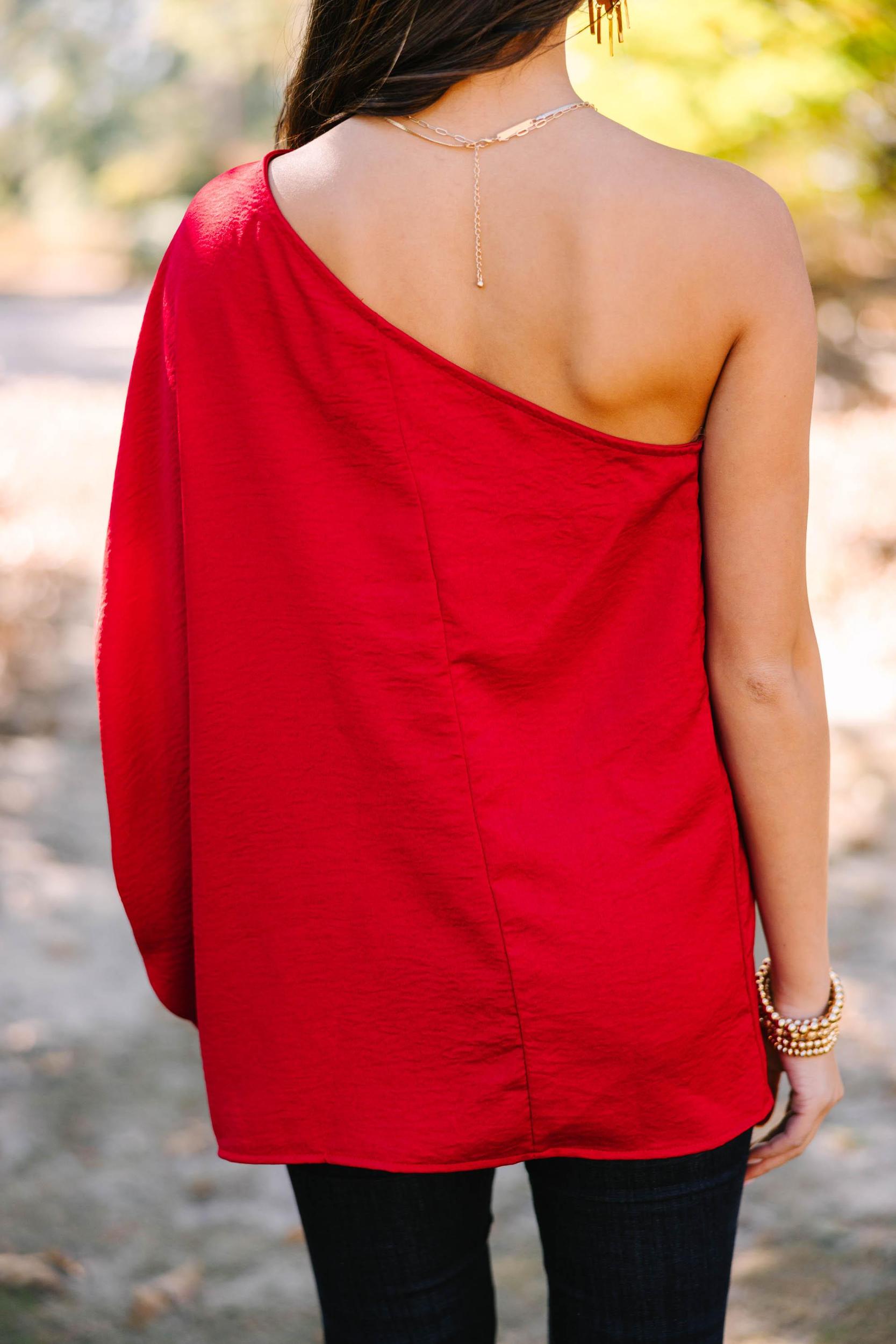 Go Where You Choose Red One Shoulder Top Female Product Image