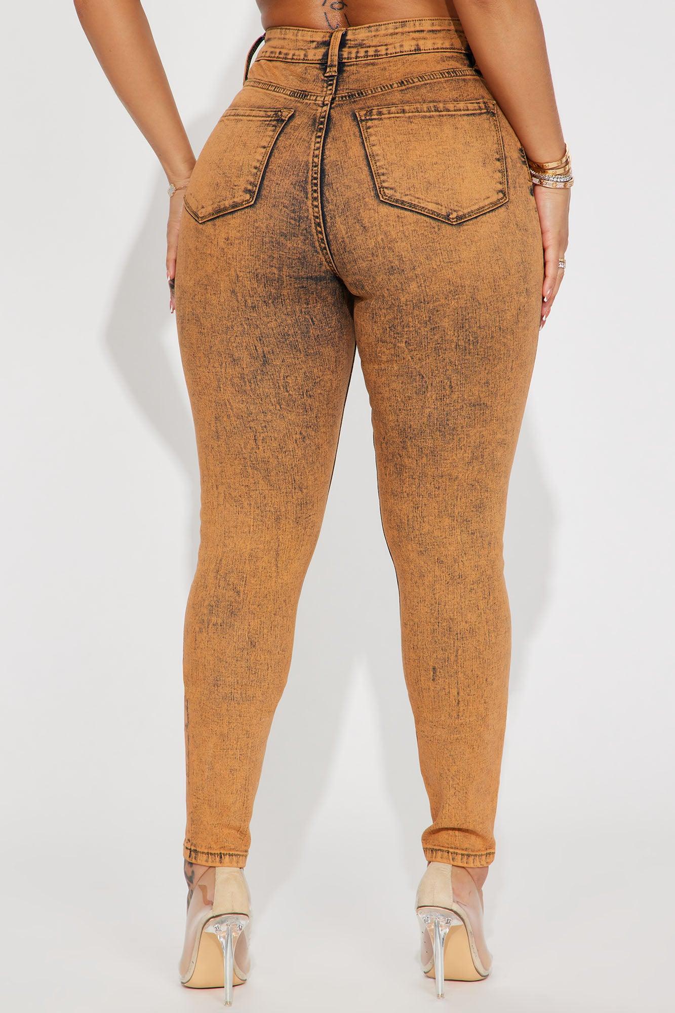 It's Giving High Stretch Curvy Skinny Jeans - Orange Product Image