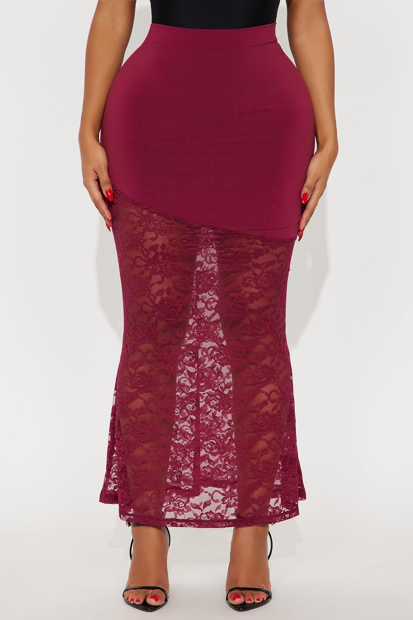 Violet Lace Hem Maxi Skirt - Wine Female Product Image