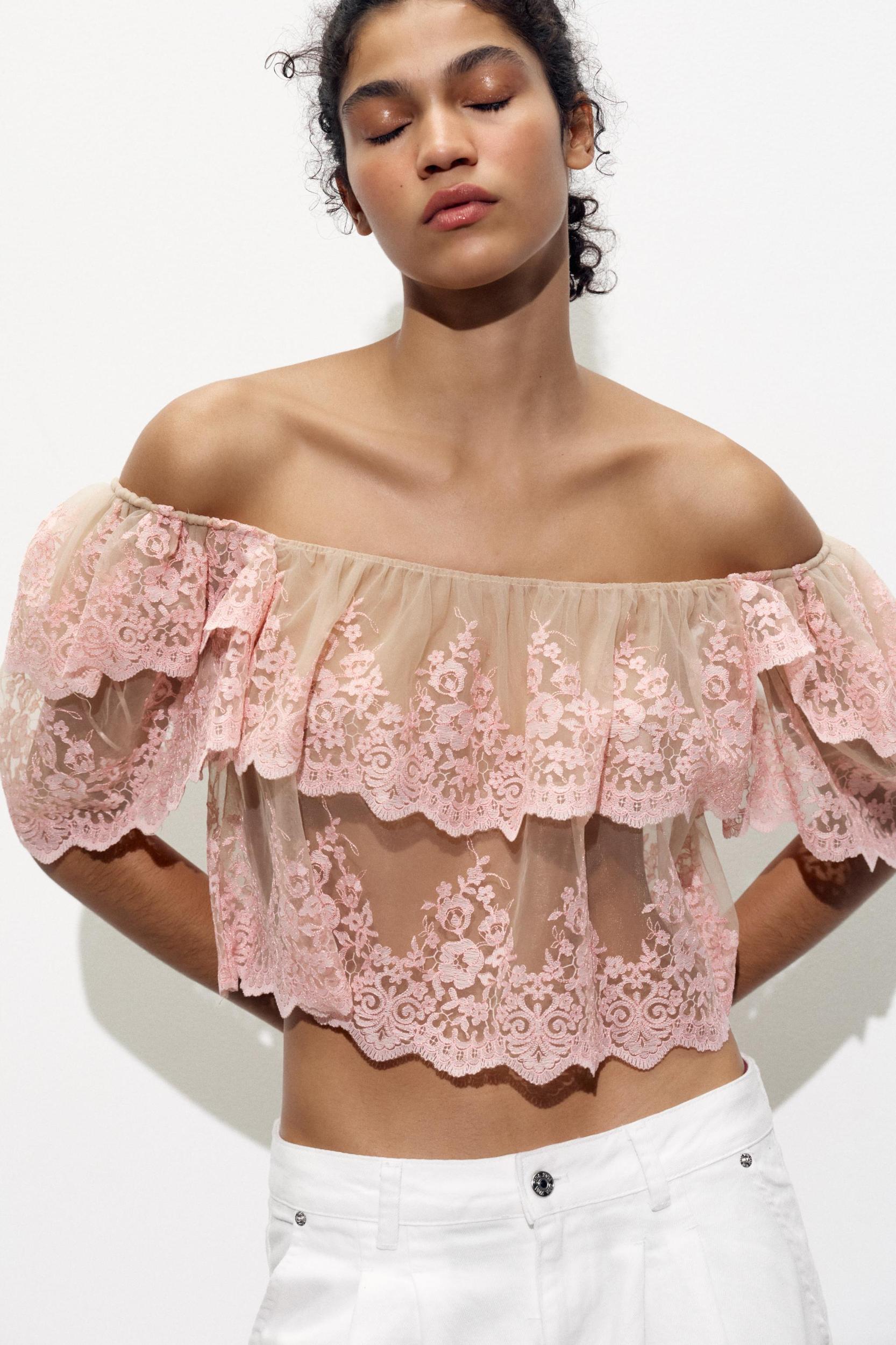 EMBROIDERED RUFFLED TOP Product Image