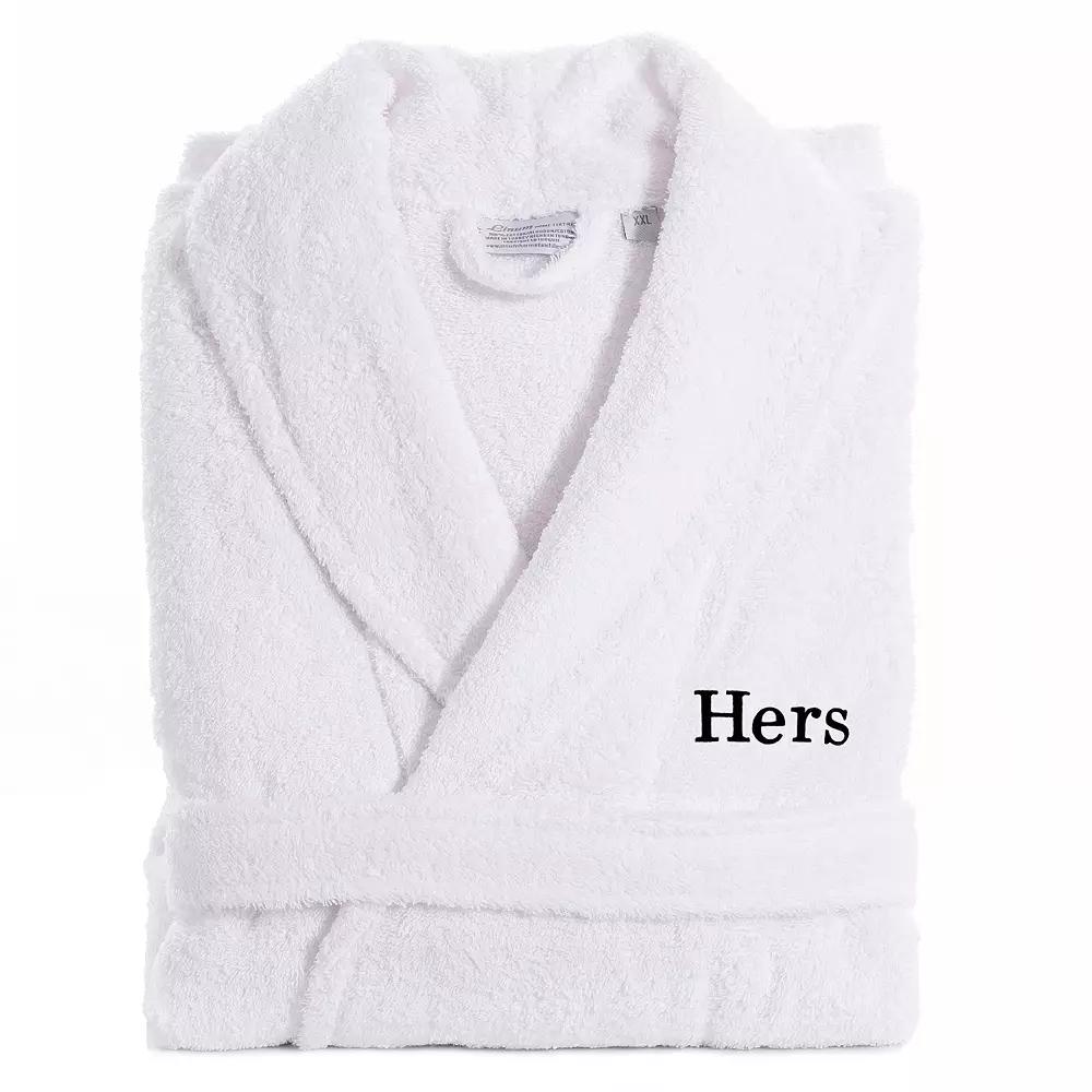 Women's Linum Home Textiles Turkish Cotton Embroidered ''Hers'' Terry Bathrobe,  Product Image