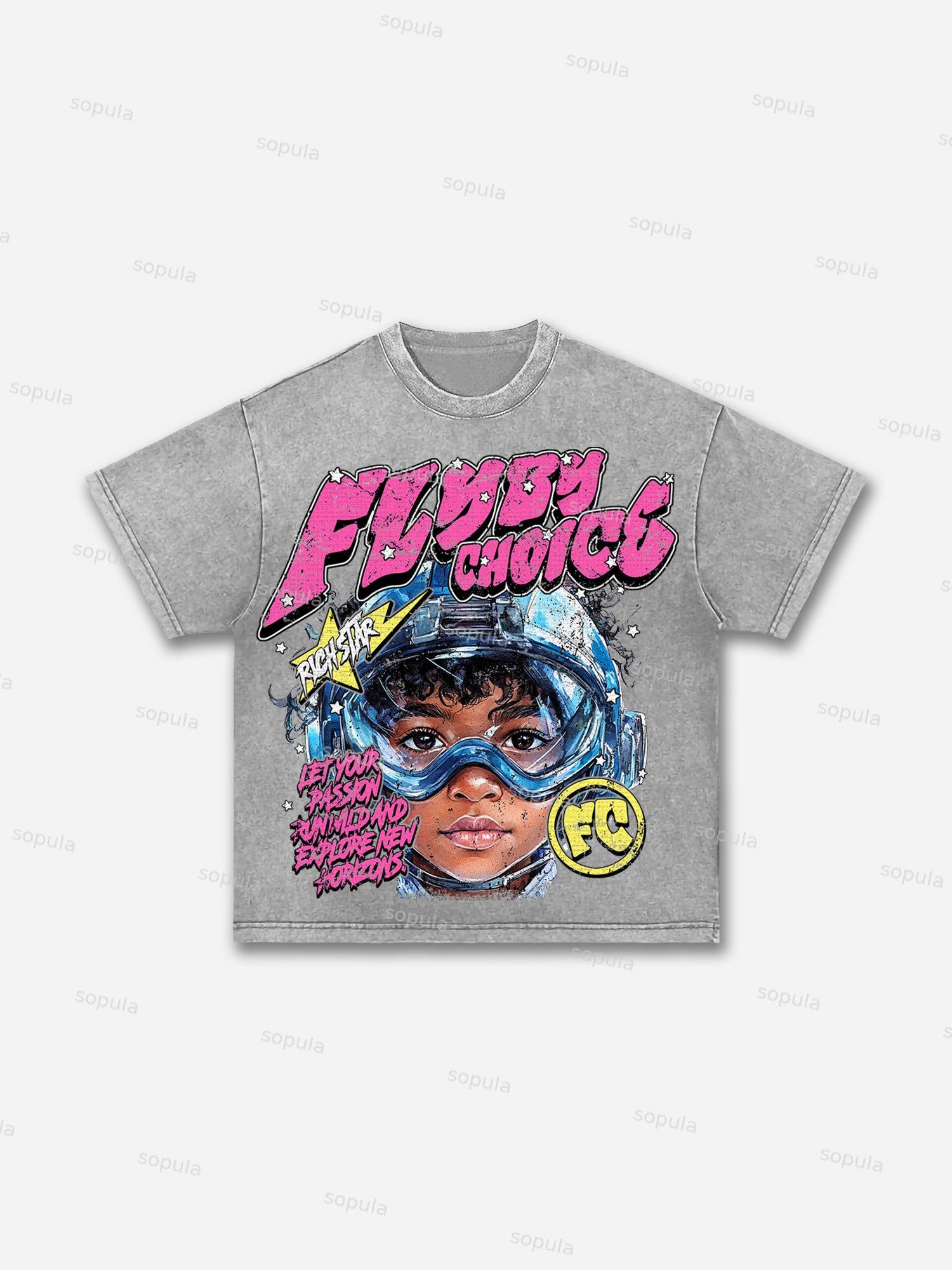 Fly By Choice Graphic Acid Wash T-shirt Product Image