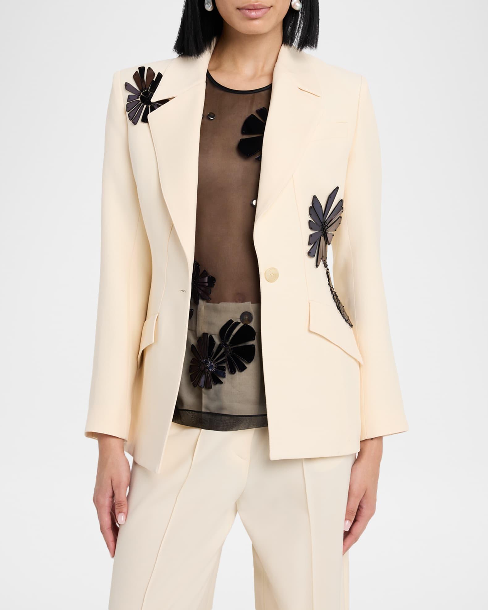 Bianca Flower Embroidered Single-Breasted Blazer Product Image