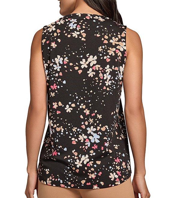 Jones New York Floral Printed Moss Crepe V-Neck Sleeveless Top Product Image