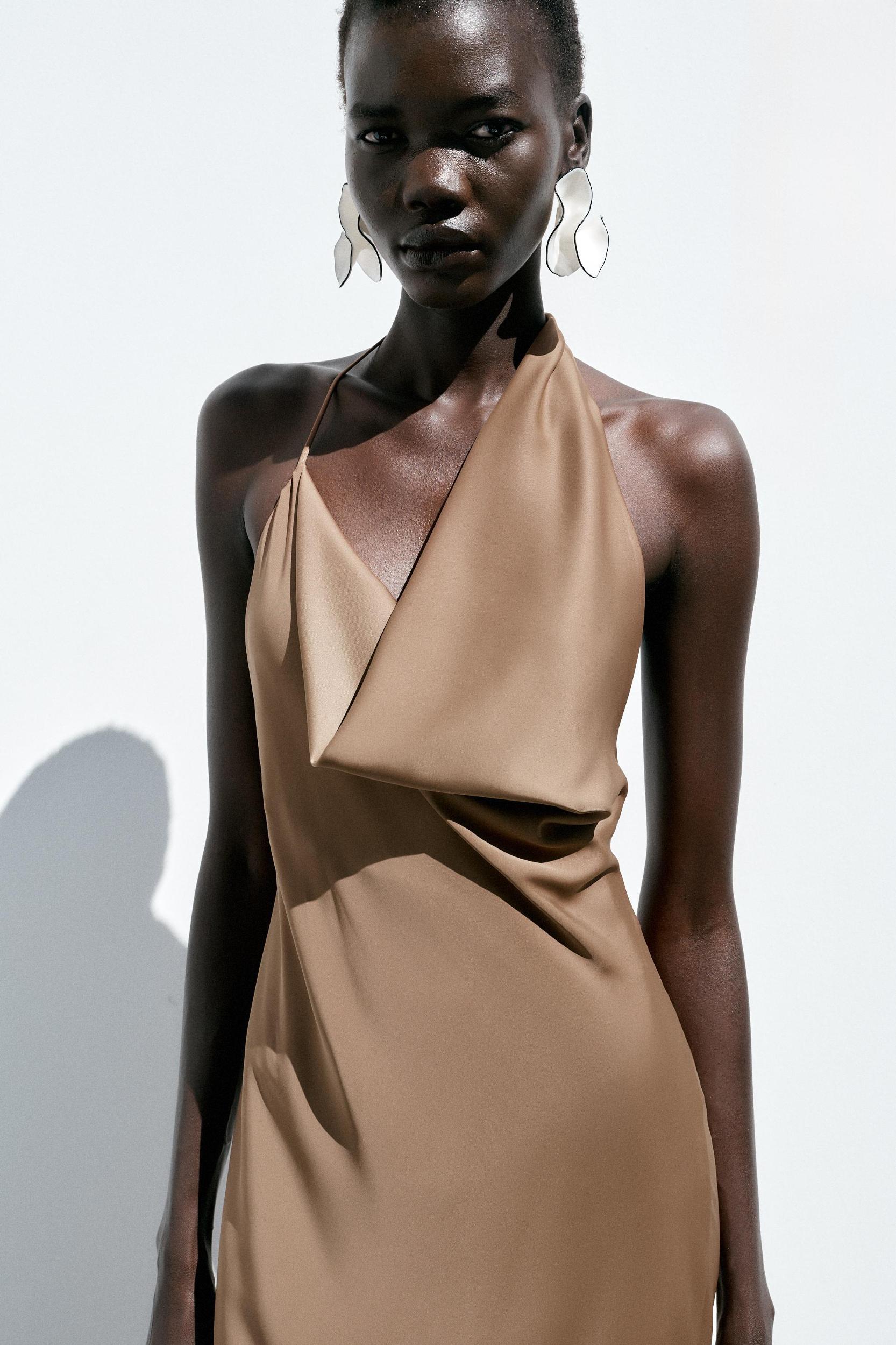 ASYMMETRIC SATIN MIDI DRESS Product Image