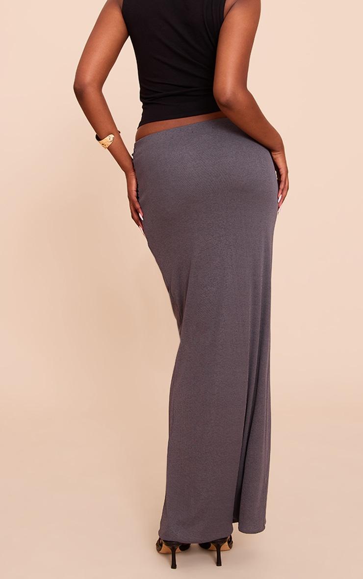 Charcoal Burnout Mesh Trim Detail Wrap Maxi Skirt Product Image