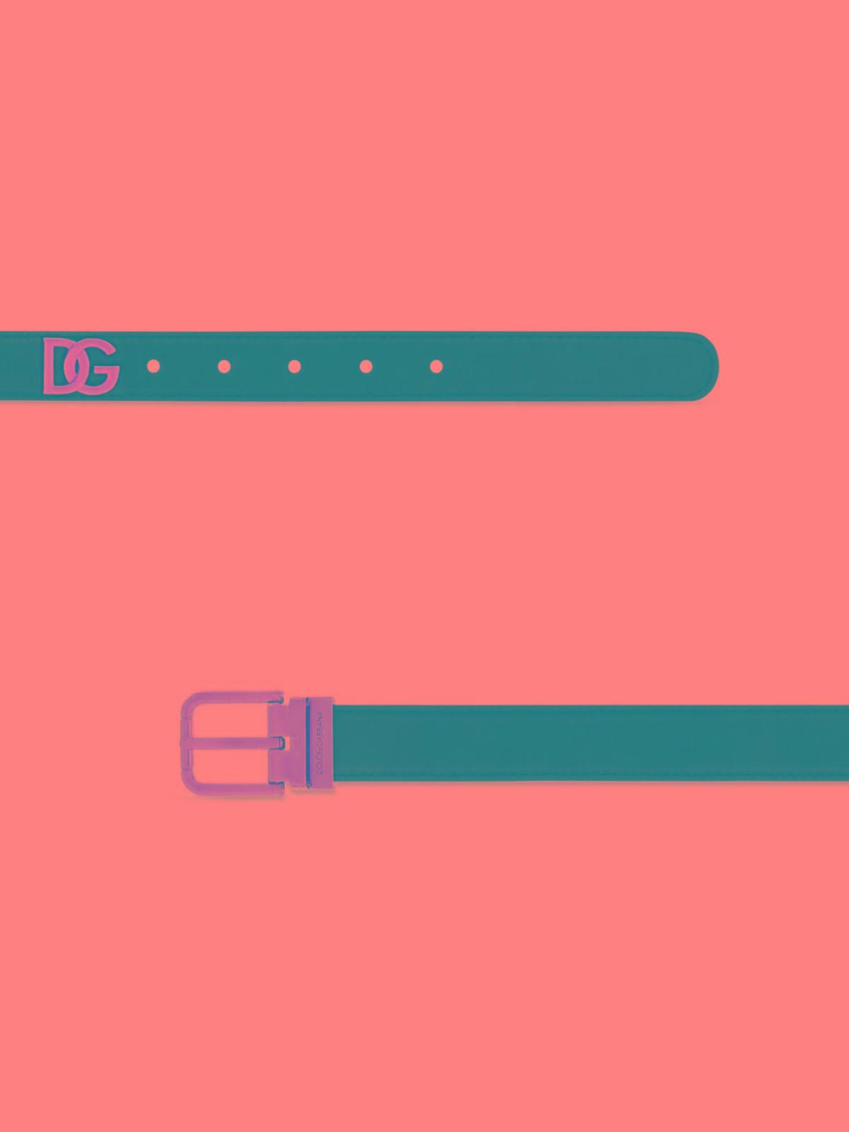 DOLCE & GABBANA Calf Leather Belt With Logo Plaque In Black Product Image