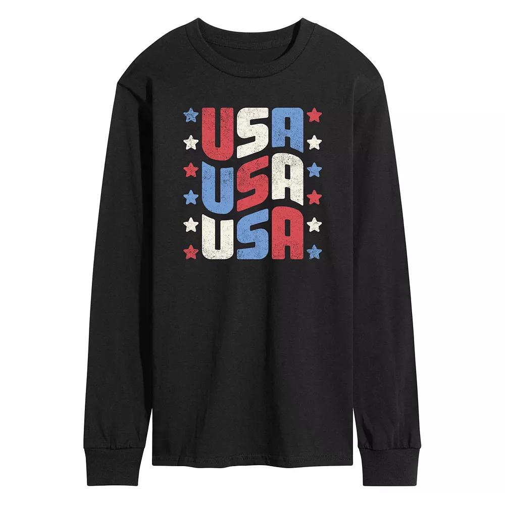 Men's USA Stacked Long Sleeve Graphic Tee.,  Product Image