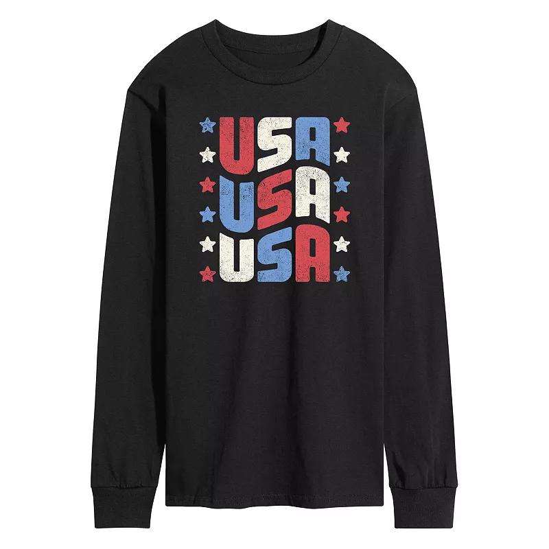 Men's USA Stacked Long Sleeve Graphic Tee.,  Product Image