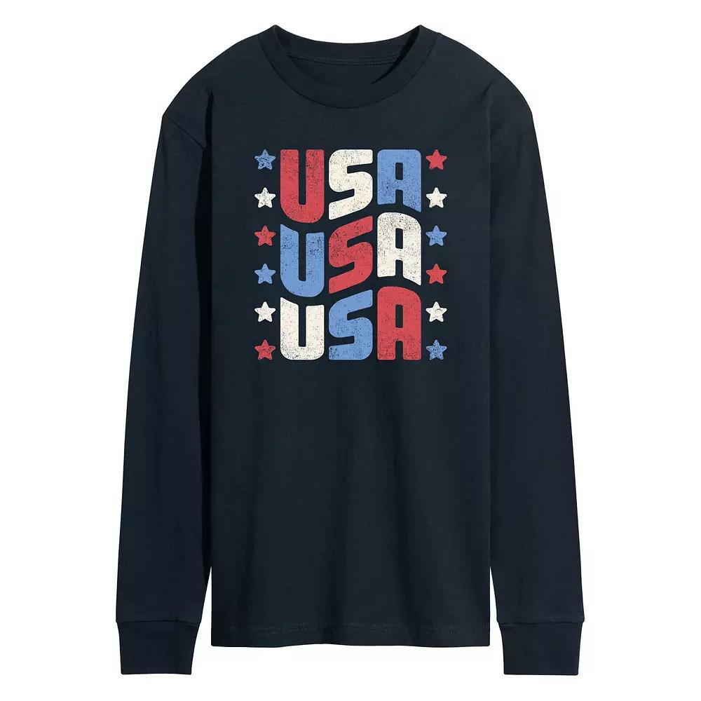 Men's USA Stacked Long Sleeve Graphic Tee.,  Product Image