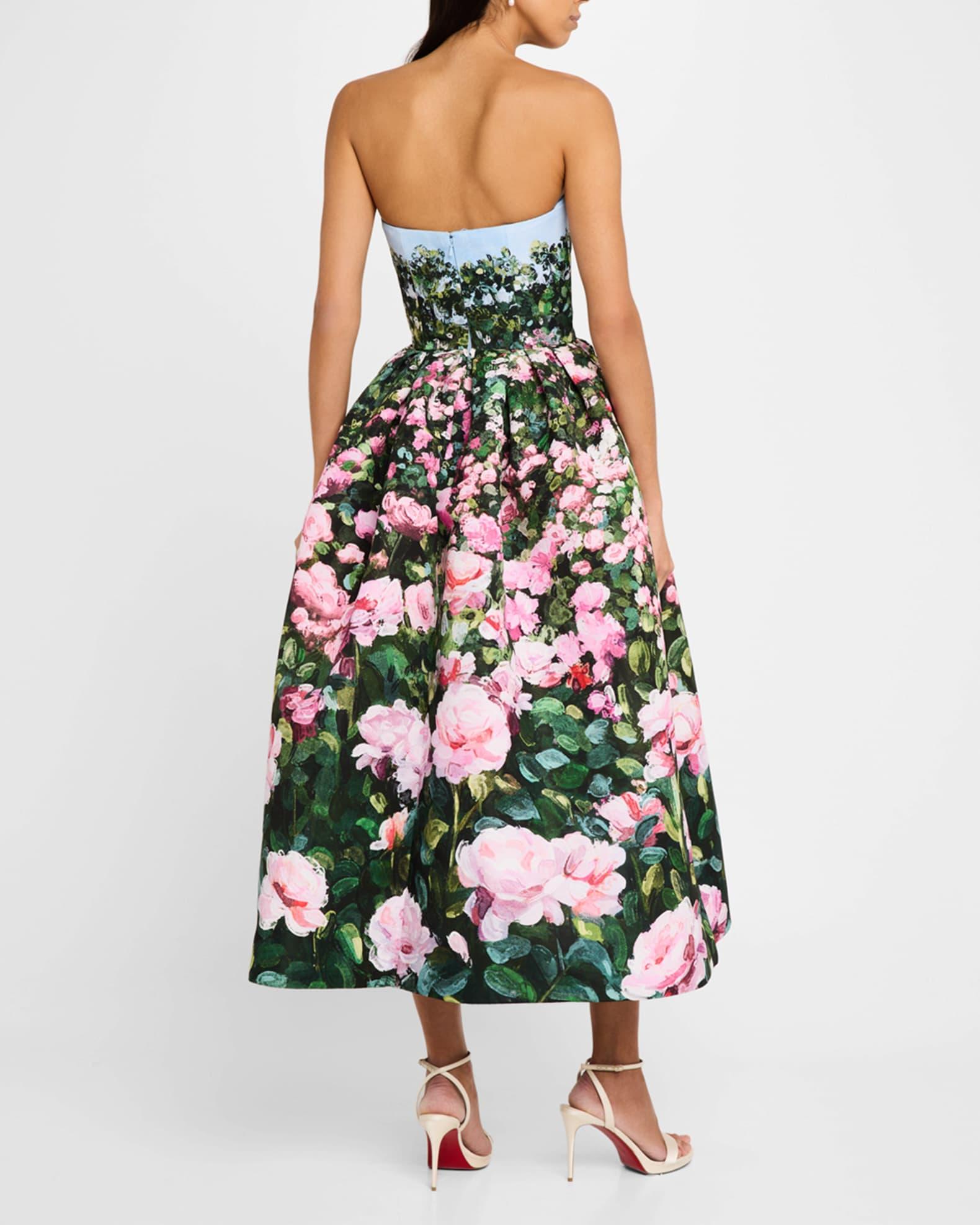 Strapless Painted Bellflower Faille Gown Product Image