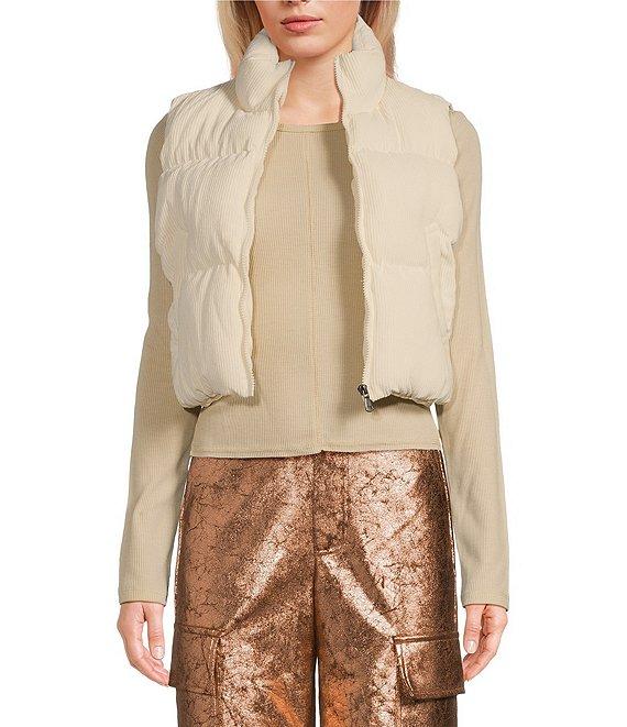 Double Zero Corduroy Zip Up Crop Puffer Vest Product Image