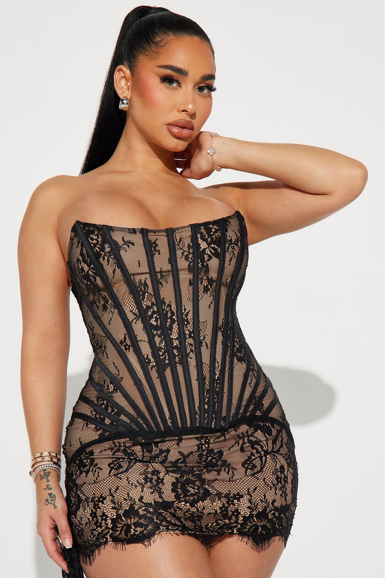Jessica Lace Mini Dress - Black Product Image