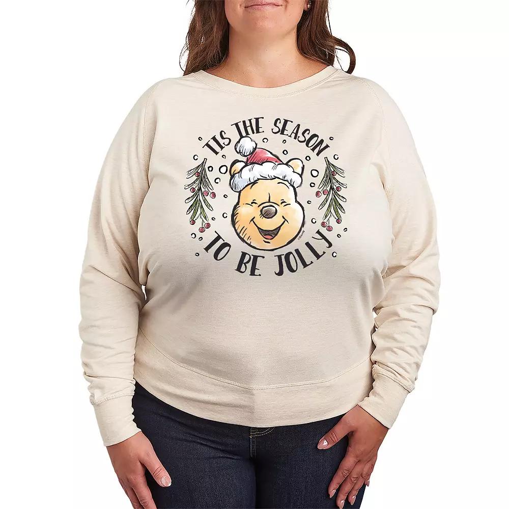 Disney's Winnie The Pooh Plus Size Tis The Season French Terry Long Sleeve Tee, Women's, Size: 1XL, Beige Product Image