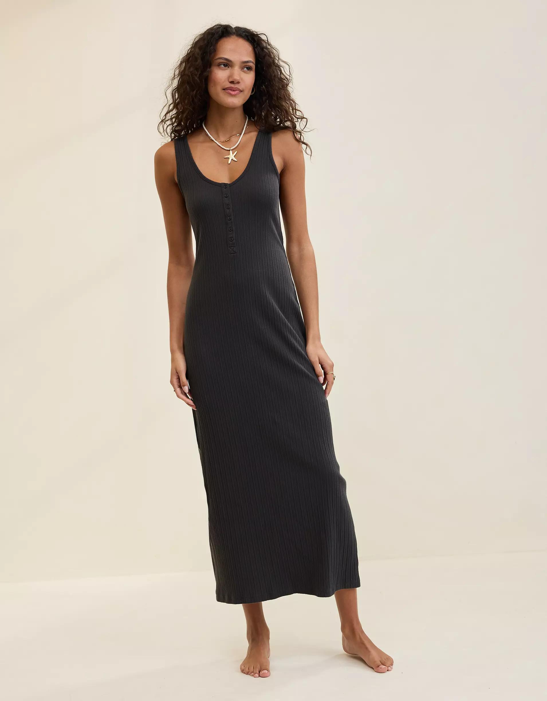 Aerie Double V Henley Bodycon Maxi Dress Product Image