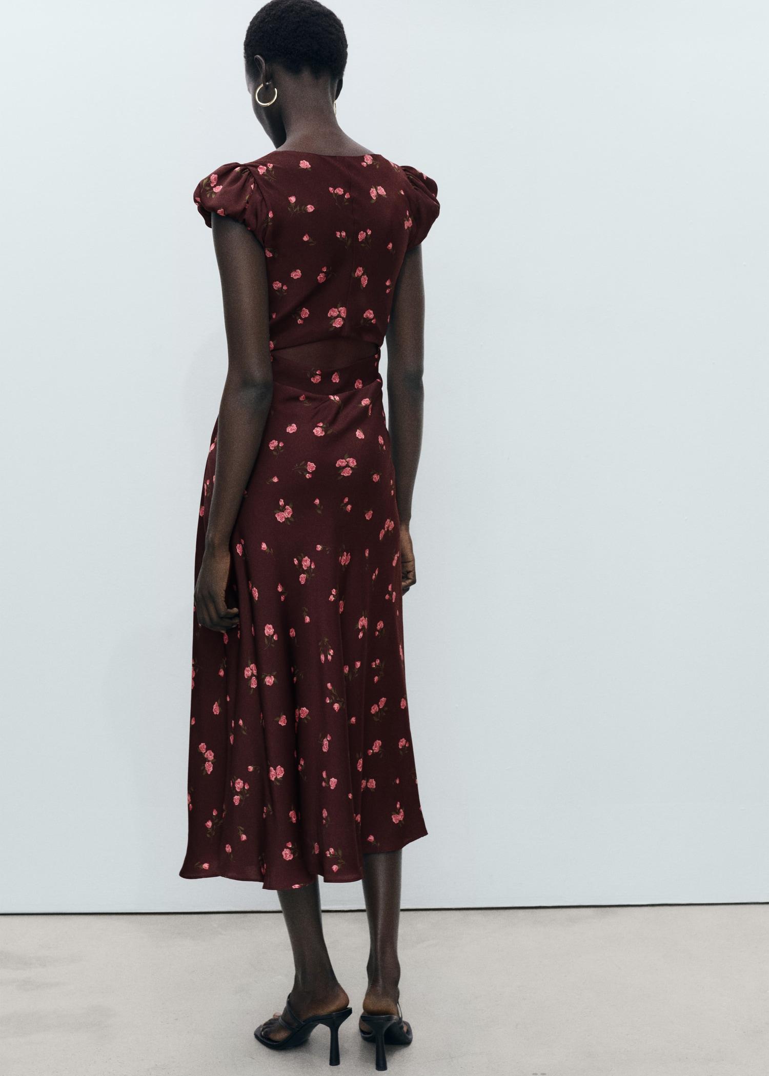 Short-sleeved floral midi-dress - Women | MANGO USA Product Image