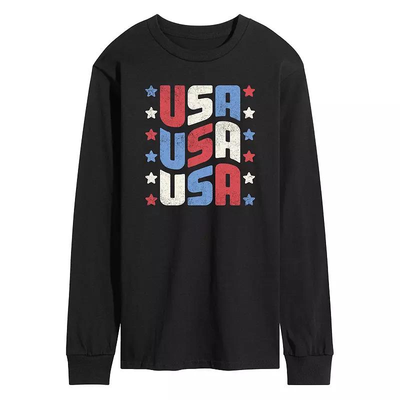 Men's USA Stacked Long Sleeve Graphic Tee.,  Product Image