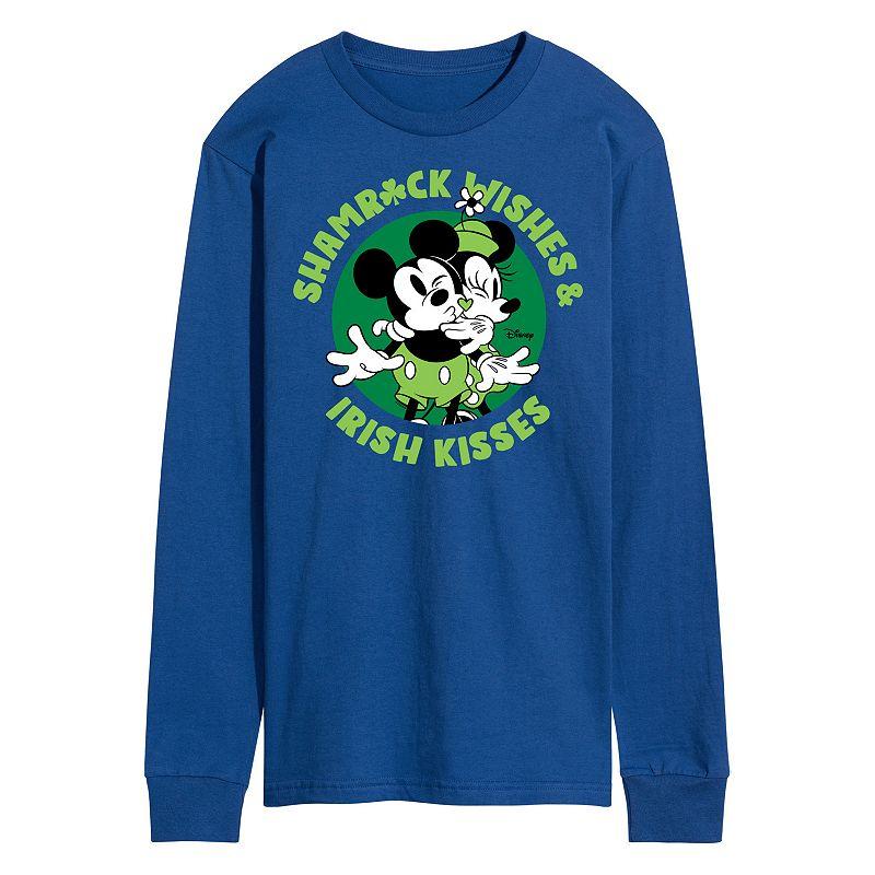 Disney's Mickey & Minnie Mouse Men's Shamrock Wishes Irish Kisses Long Sleeve Graphic Tee,  Product Image