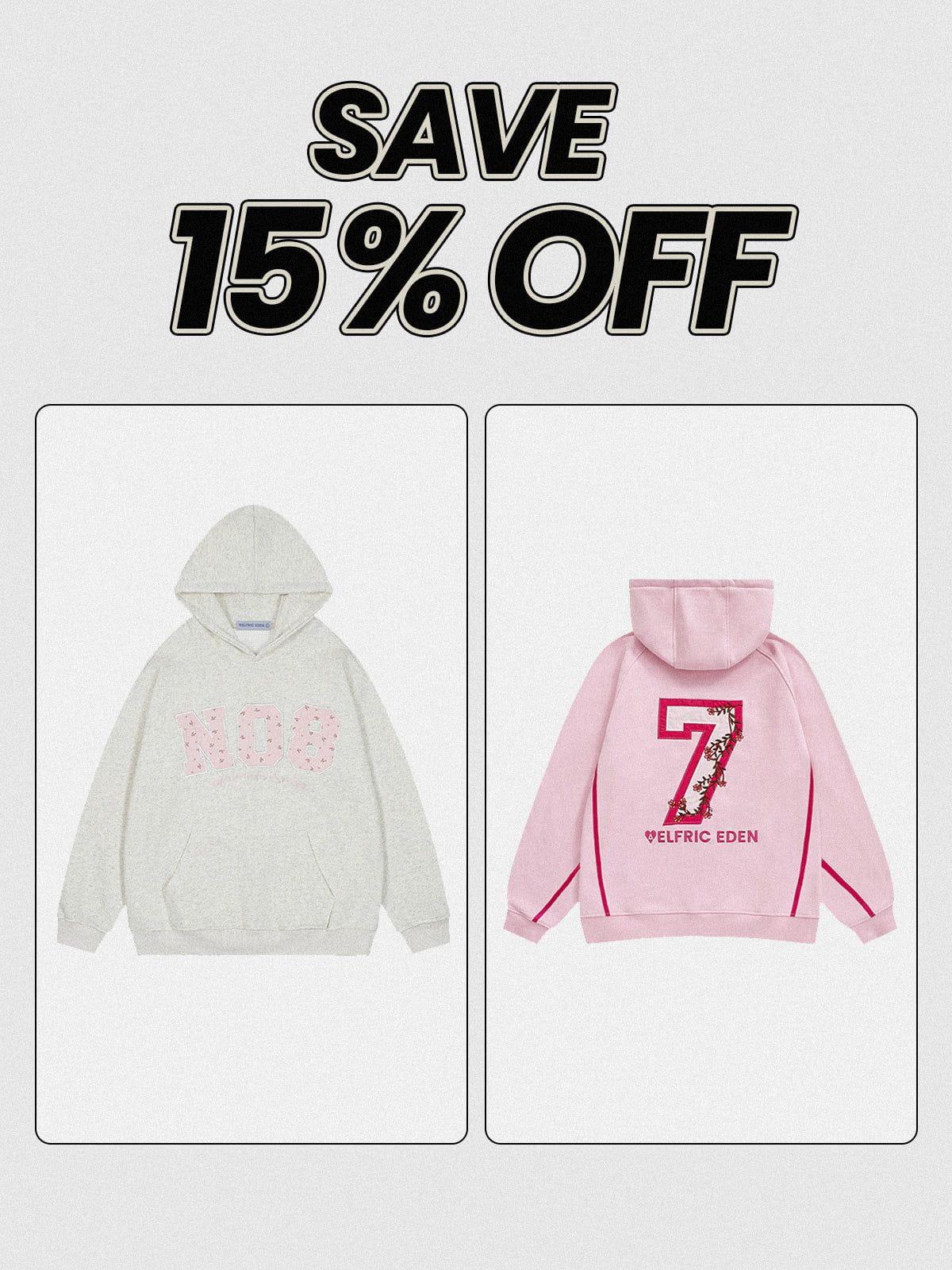 Aelfric Eden Floral Number Embroidery Hoodie Product Image