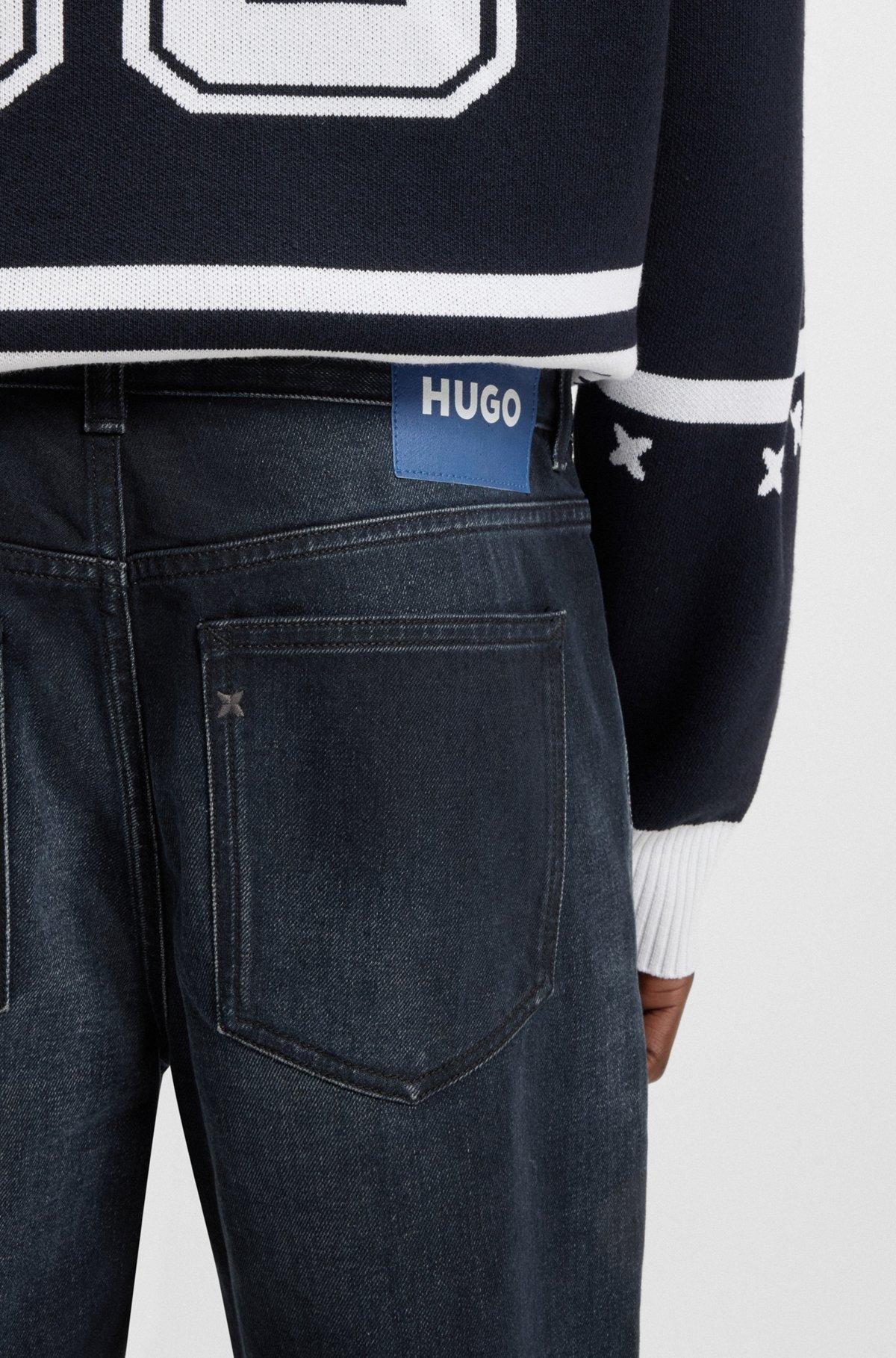 HUGO - Slim-fit jeans in blue-black stretch denim - Dark Blue Product Image