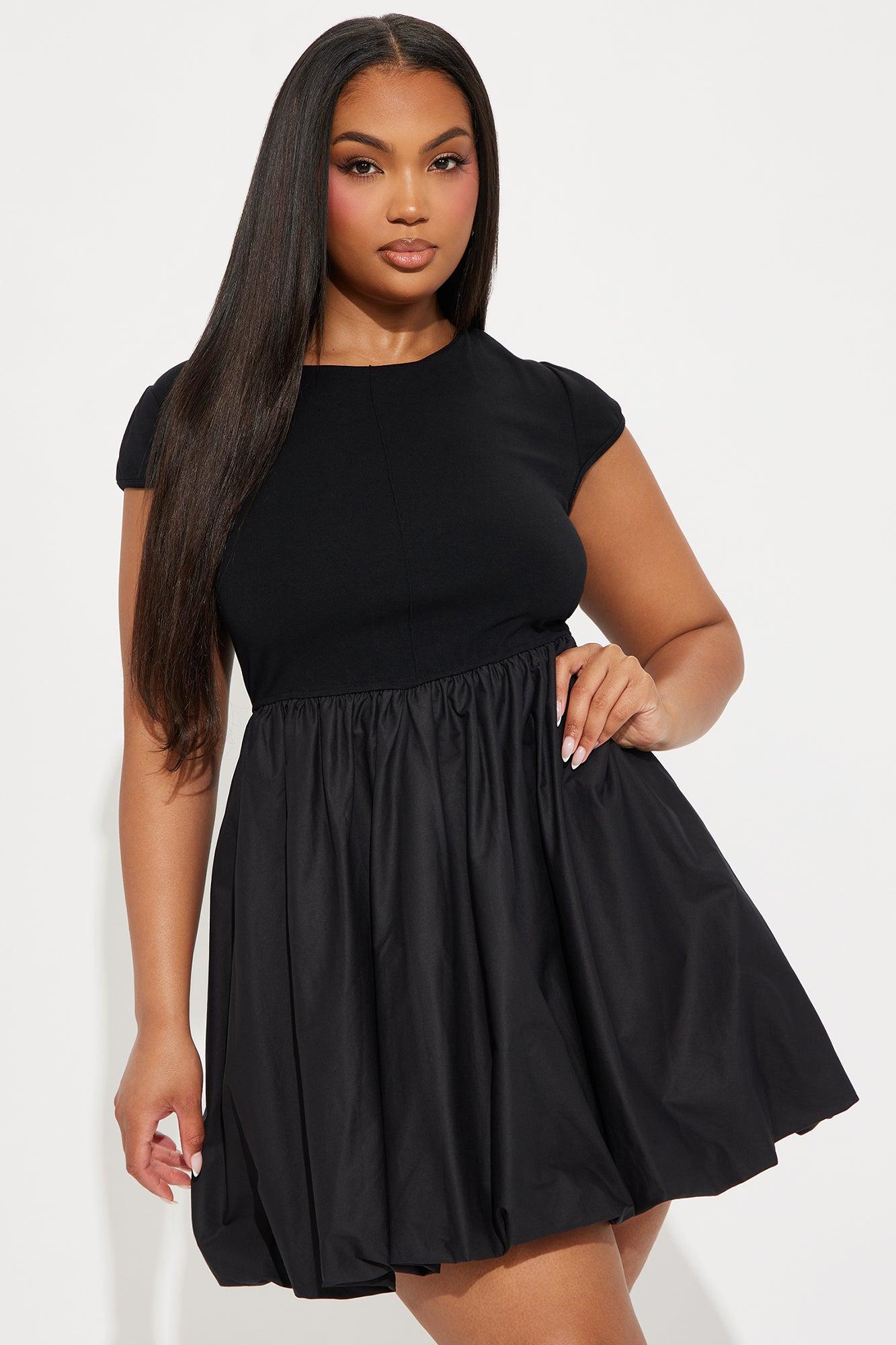Angel Face Bubble Mini Dress - Black Product Image
