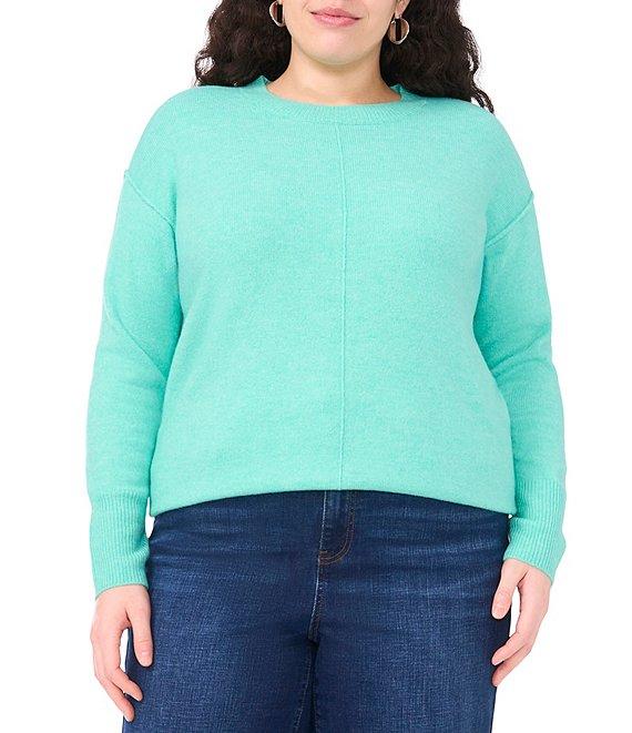 Vince Camuto Plus Size Crew Neck Long Sleeve Extended Shoulder Seamed Cozy Statement Sweater Product Image