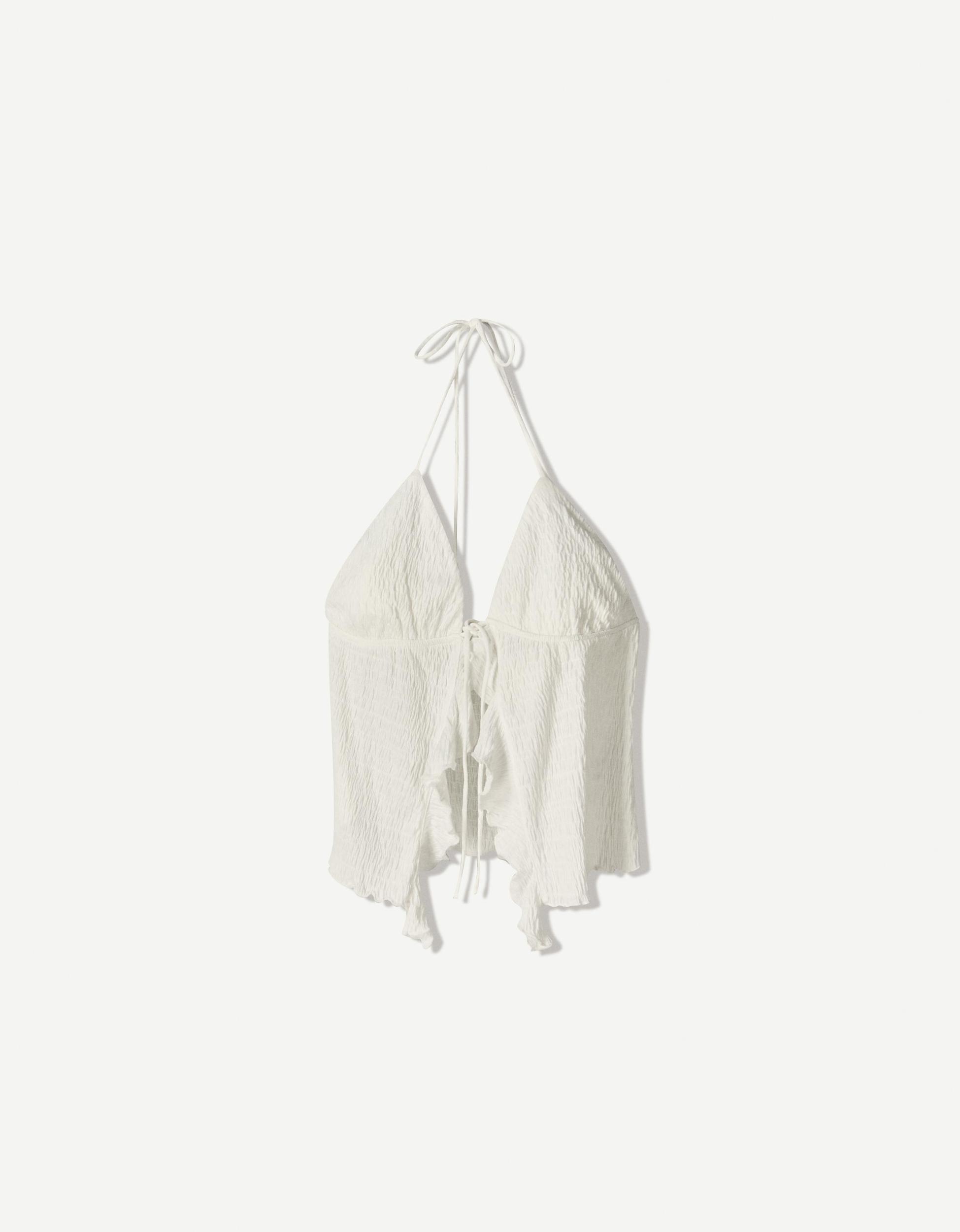 Strappy halter top with ruffles Product Image