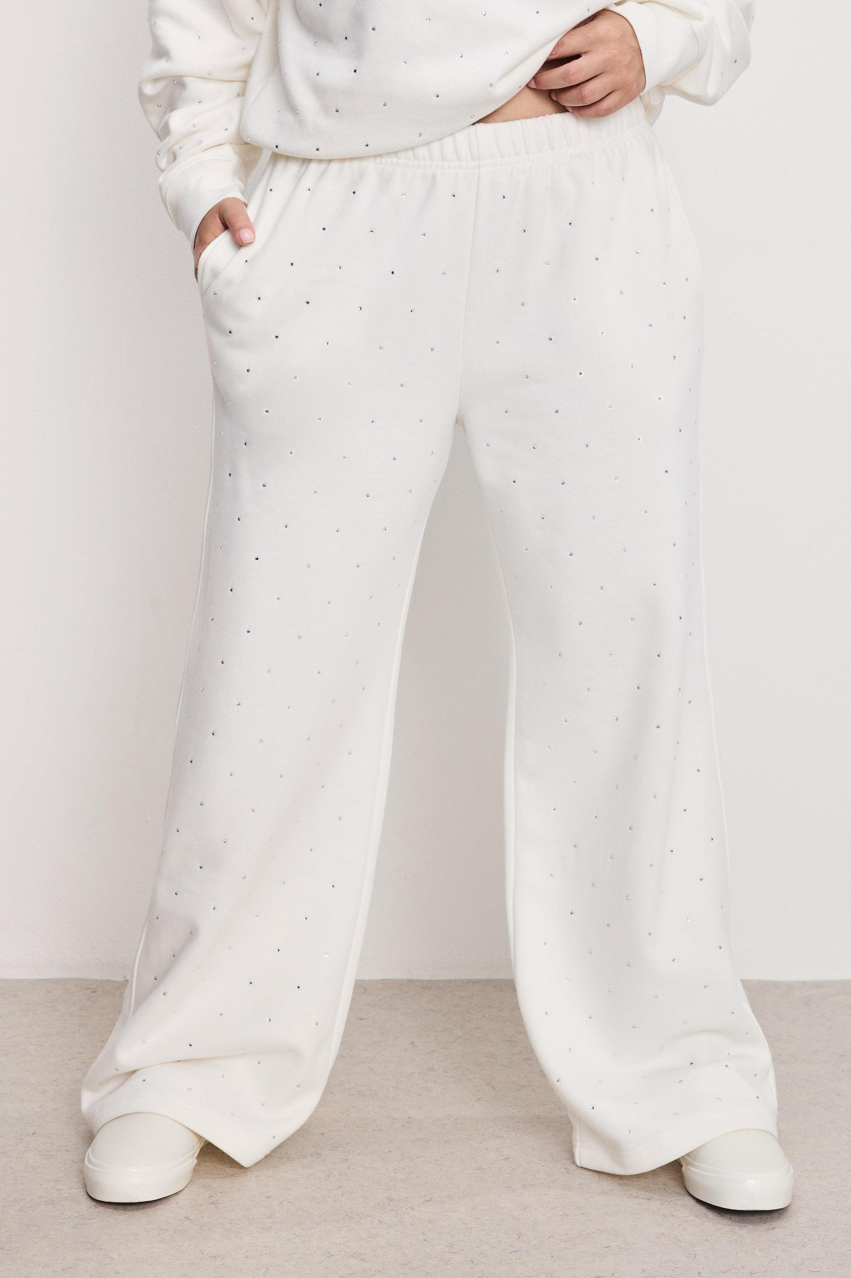 CRYSTAL WIDE LEG SWEATPANTS | CLOUD WHITE Product Image