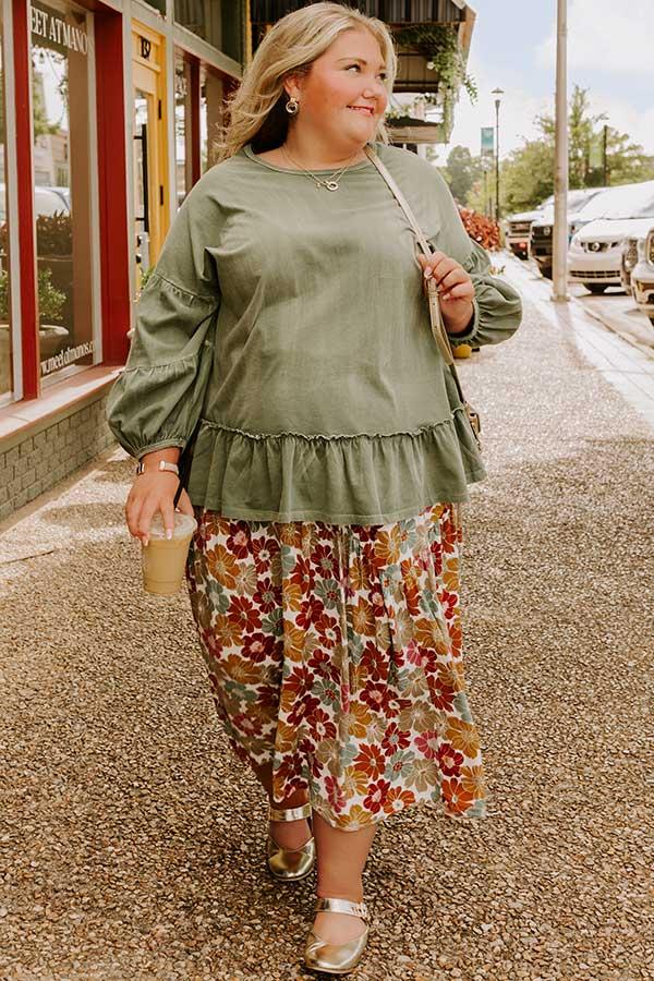 Balcony Brunch High Waist Floral Skirt Curves Product Image