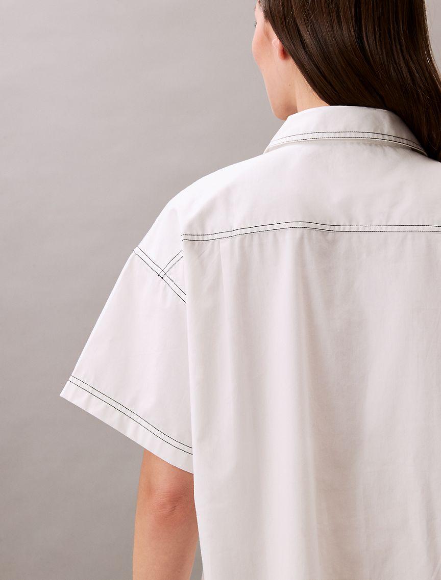 Calvin Klein Womens Cotton Twill Mini Shirt Dress - White Product Image